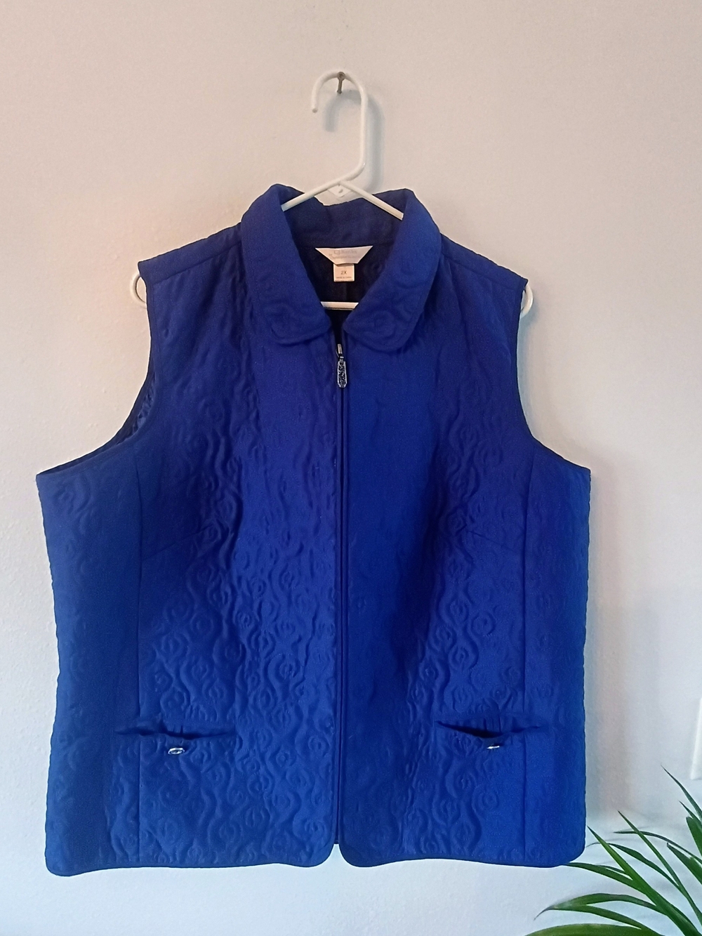CJ Banks 2X Royal Blue Quilted Puffer Vest Full Zip Lightweight Plus Size Jacket